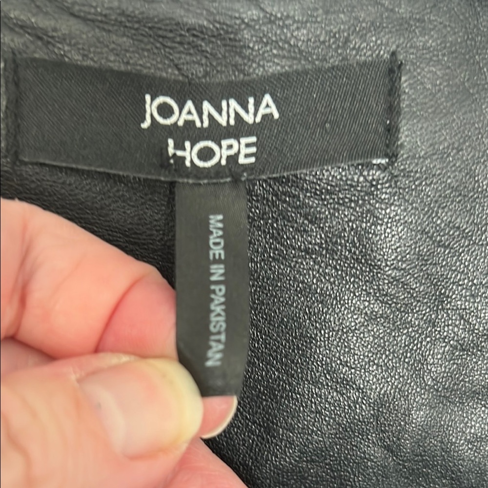 Joanna Hope Black Leather Jacket with Gold Grommets and Zippered Pockets 16 - Picture 5 of 9